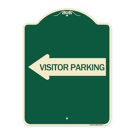 Signmission Visitor Parking With Left Arrow Heavy-Gauge Aluminum Architectural Sign, 24" x 18", G-1824-24377 A-DES-G-1824-24377